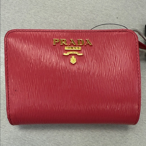 Prada Crimson Leather Wallet with Gold Accents - Picture 1 of 10